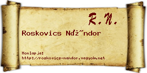 Roskovics Nándor névjegykártya